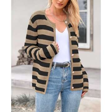 Stylish BTFBM Striped Cardigan for Women - Fall 2024 Fashion