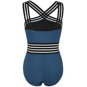 Hilor Modest Swimsuit for Curvy Women Flattering One Piece Bathing Suits Vintage Swimwear Aquamarine Blue XL/US14