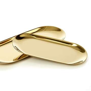 Exxacttorch Gold Sparkle Metal Serving Trays Set of 2