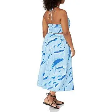 Brinda Cotton Cutout Halter Maxi Dress in Blue Ombre