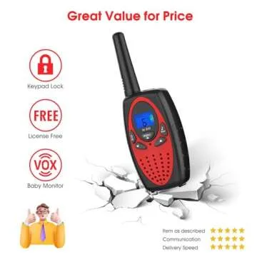 Walkie Talkies Long Range, Topsung M880 FRS Two Way Radio for Adults with Mic LCD Screen/Resistance Wakie-Talkies with Noise Cancelling for Men Women Outdoor Adventures Cruise Ship (Red 2 in 1)