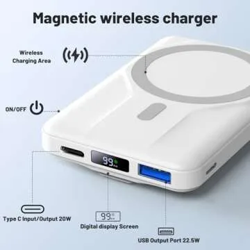 Azmuth Wireless Portable Charger with Stand, Slim & Compact 10000mAh Magnetic Power Bank for Magsafe...