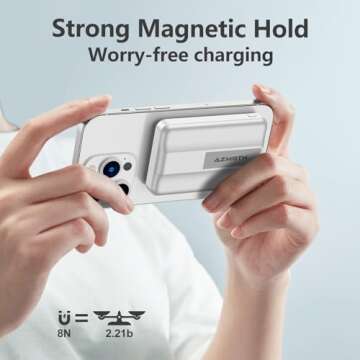 Azmuth Wireless Portable Charger with Stand, Slim & Compact 10000mAh Magnetic Power Bank for Magsafe, 22.5W Fast Charging Battery Pack with Digital Display Compatible with iPhone 16/15/14/13/12 Series