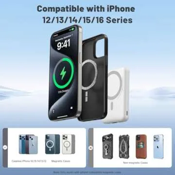 Azmuth Wireless Portable Charger with Stand, Slim & Compact 10000mAh Magnetic Power Bank for Magsafe, 22.5W Fast Charging Battery Pack with Digital Display Compatible with iPhone 16/15/14/13/12 Series