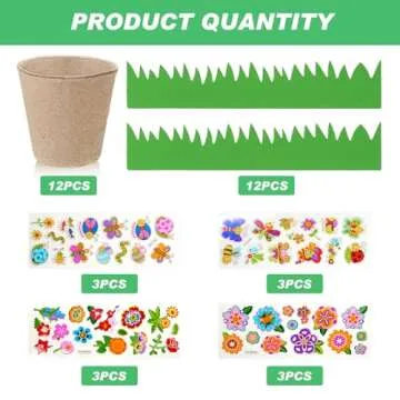 Jecery 30 Sets Garden Paper Craft Kit Foam Flower Pots, DIY Flower Planting and Growing Kit for Bulk...
