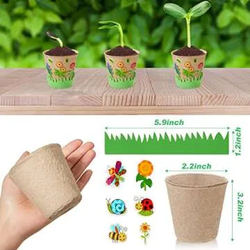 Jecery 30 Sets Garden Paper Craft Kit Foam Flower Pots, DIY Flower Planting and Growing Kit for Bulk, Flower Pot Crafts for Painting
