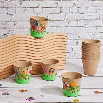 Jecery 30 Sets Garden Paper Craft Kit Foam Flower Pots, DIY Flower Planting and Growing Kit for Bulk, Flower Pot Crafts for Painting
