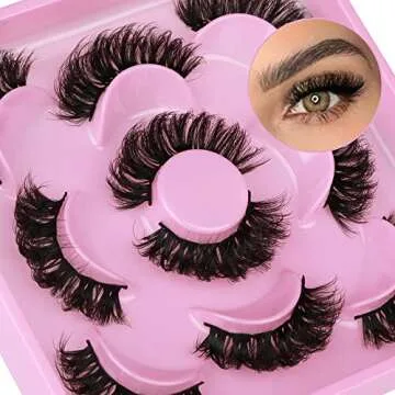 Natural Faux Mink Lashes Fluffy D Curl Reusable 5 Pairs