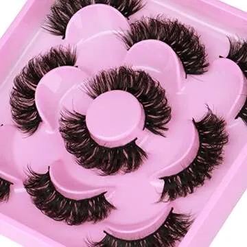 Natural Faux Mink Lashes Fluffy D Curl Reusable 5 Pairs