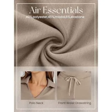 Glamaker Women's 2 Piece Sets Outfits Casual Loose Long Sleeve Polo Top and Wide Leg Pants Matching Sweat Sets (Camel M)