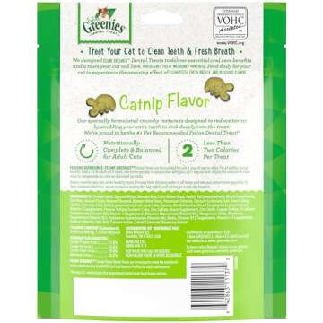 Greenies Feline Adult Natural Dental Care Cat Treats, Catnip Flavor, 4.6 oz. Pouch