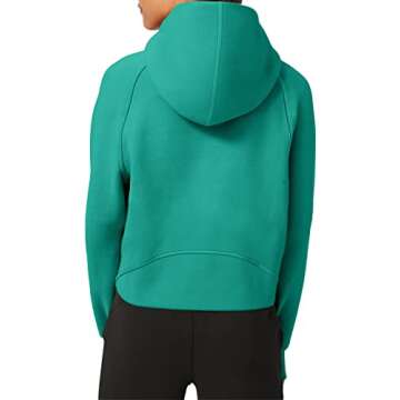 LASLULU Womens Fleece Lined Crop Hoodies Cropped Sport Athletic Hoodie Stand Collar Winter Warm Sweater Zipper Sweatshirt Long Sleeve Pullover Tops(Aqua Green Small)