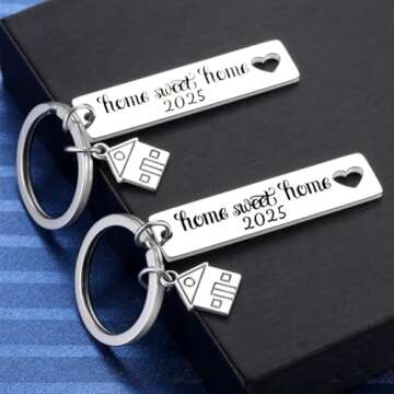2PCS 2025 Home Sweet Home Key Chain Housewarming Presents, New Homeowner Keychain Closing Gift Ideas...