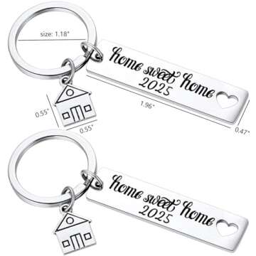2PCS 2025 Home Sweet Home Key Chain Housewarming Presents, New Homeowner Keychain Closing Gift Ideas, Real Estate Gifts From Agent For Client Congratulations