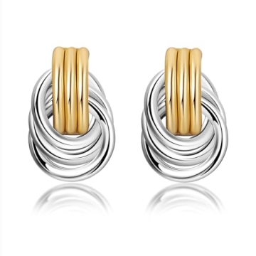 Shinelab Elegant Gold Knot Link Earrings for All Occasions