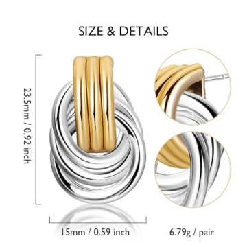 Shinelab Elegant Gold Knot Link Earrings for All Occasions