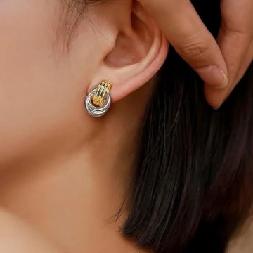 Shinelab Elegant Gold Knot Link Earrings for All Occasions