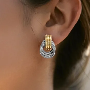 Shinelab Elegant Gold Knot Link Earrings for All Occasions