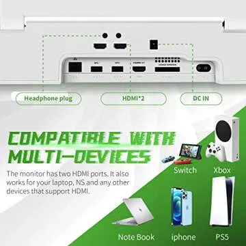 G-STORY 12.5‘’ Portable Monitor, 1080P Gaming Monitor IPS Screen for Xbox Series S（not Included） with Two HDMI, HDR, Freesync, Game Mode, Travel Monitor for Xbox Series S
