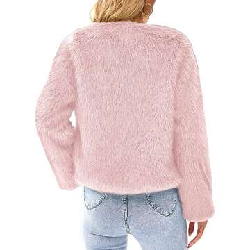 PRETTYGARDEN Women's 2025 Winter Coats Fleece Cropped Jacket Faux Fur Long Sleeve Pockets Shaggy War...