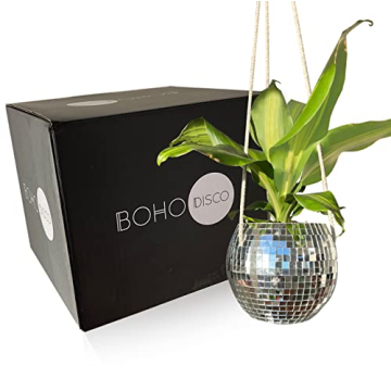 Boho Disco Hanging Disco Ball Planter - Disco Ball Planter for Boho Decor, Includes Connected Macram...