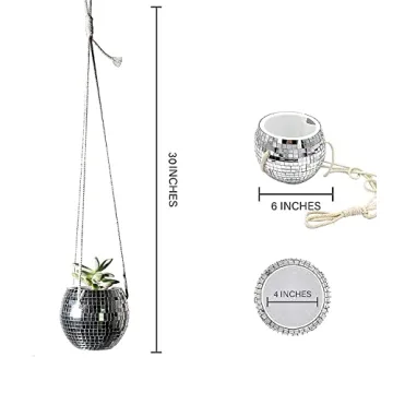 Boho Disco Hanging Planter with Macrame Hanger for Decor