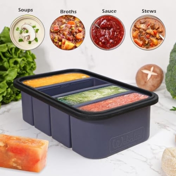 Webake Silicone Freezer Tray with Lid for Portion Control
