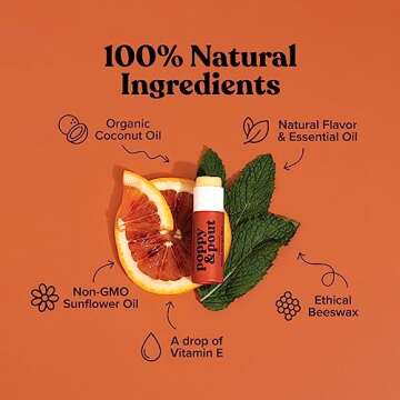 Poppy & Pout Blood Orange Mint Jumbo Lip Balm | All Natural Lip Balms & Moisturizers | Hydrates with...