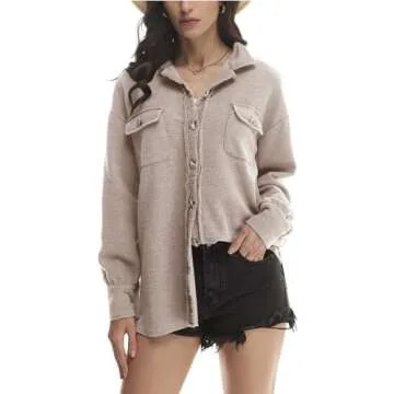 Yanekop Waffle Knit Shacket - Stylish Casual Jacket