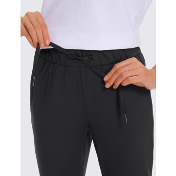 CRZ YOGA Womens 4-Way Stretch Ankle Golf Pants - 7/8 Dress Work Pants Pockets Athletic Travel Casual Lounge Workout Black Small