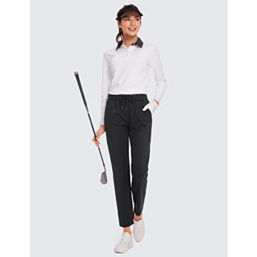 CRZ YOGA Womens 4-Way Stretch Ankle Golf Pants - 7/8 Dress Work Pants Pockets Athletic Travel Casual Lounge Workout Black Small