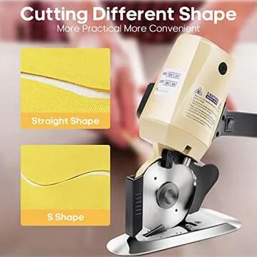GPOAS 110V Electric Rotary Fabric Cutter, 4Inch Cloth Cutting Machine Octagonal Blade Cloth Cutter Electric Scissors With Automatic Sharpener For Multi Layer Carpet Leather
