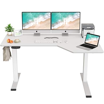 FEZIBO L Shaped Electric Standing Desk & File Cabinet