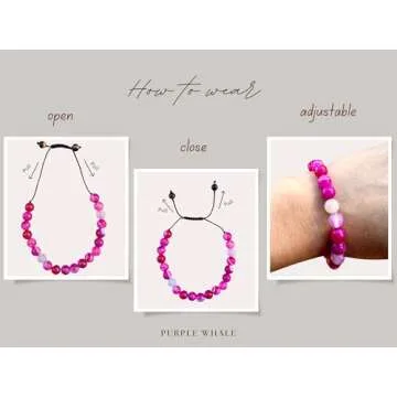 PURPLE WHALE Adjustable Botswana Agate Bracelet for All