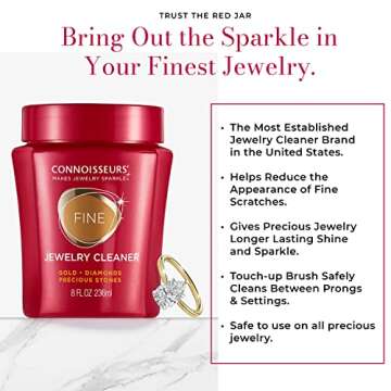 CONNOISSEURS Fine Jewelry Cleaner Solution for Gold, Platinum, Diamonds & Precious Gemstones, 8 Ounc...