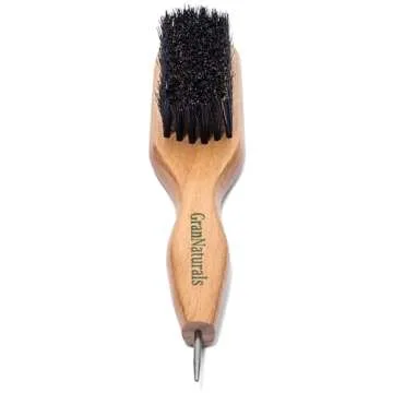 GranNaturals Smoothing & Styling Middle Part Boar Bristle Slick Back Hair Brush w/Narrow Metal Rat Tail End for Sectioning and Parting Sleek Ponytail Bun - Teasing, Backcombing, Edge Control