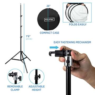 Fovitec Reversible 5'x6.5' Gray and BluePop-Up Backdrop with Stand and Clip, for Headshot and Portra...