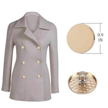 ZENGLU 10 pcs 23mm Gold Metals Buttons no sew Button Gold Coloured Extra Buttons Detachable Buttons ...