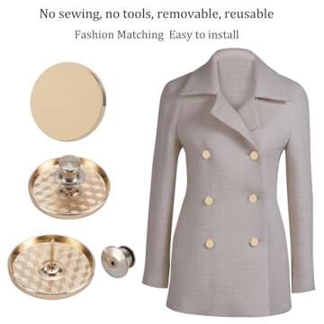 ZENGLU 10 pcs 23mm Gold Metals Buttons no sew Button Gold Coloured Extra Buttons Detachable Buttons Suitable for Blazer,Suits, Jackets, Coat ， Shirts and Jeans
