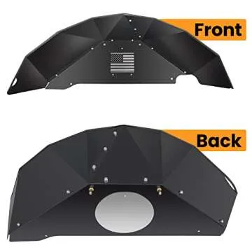 Sunluway Rear Inner Fender Liners for Jeep Wrangler 2007-2018 JK JKU 4WD US Flag Logo Aluminum Lightweight Design Black Splash Guards