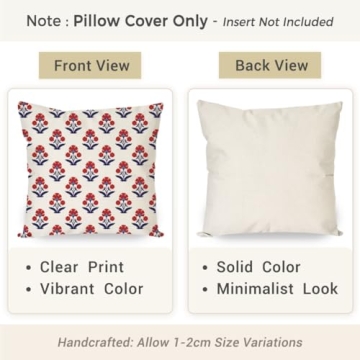 PANDICORN Block Print Vintage Floral Pillow Covers Set 2