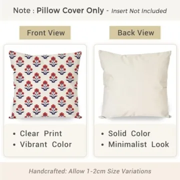 PANDICORN Block Print Vintage Floral Pillow Covers Set 2