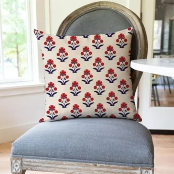 PANDICORN Block Print Vintage Floral Pillow Covers Set 2