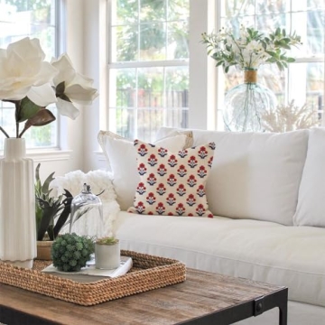 PANDICORN Block Print Vintage Floral Pillow Covers Set 2