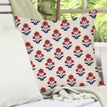 PANDICORN Block Print Vintage Floral Pillow Covers Set 2