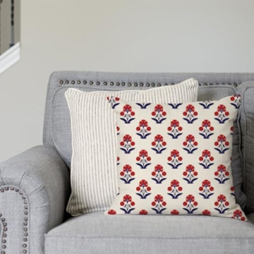 PANDICORN Block Print Vintage Floral Pillow Covers Set 2