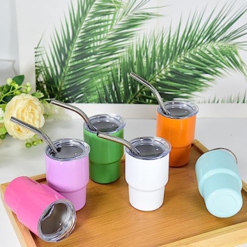 AGH Mini Tumbler Shot Glasses With Straw And Lid