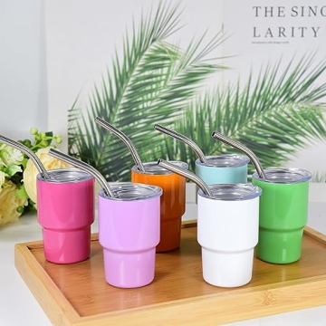 AGH Mini Tumbler Shot Glasses With Straw And Lid