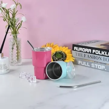 AGH Mini Tumbler Shot Glasses With Straw And Lid