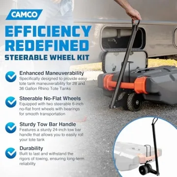 Camco Rhino Steerable Wheel Kit - Easy Towing for RV Tanks